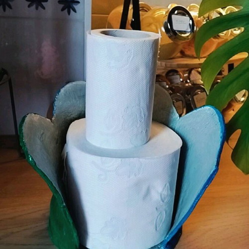 Handmade clay organizer case like new, two-tone blue and green