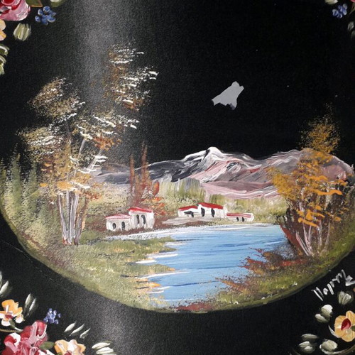 Hand-painted satin frame new with fade-resistant colors