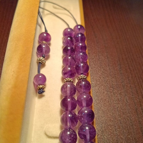 Worry beads handmade from amethyst stone new