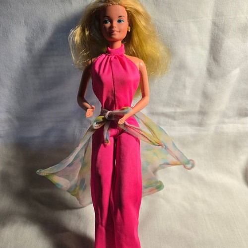 Barbie Hot Pink Halter Jumpsuit & Wrap μεταχειρισμένο, σετάκι 1977