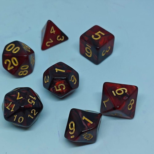RPG dice set 7 pieces dark burgundy swirl color like new