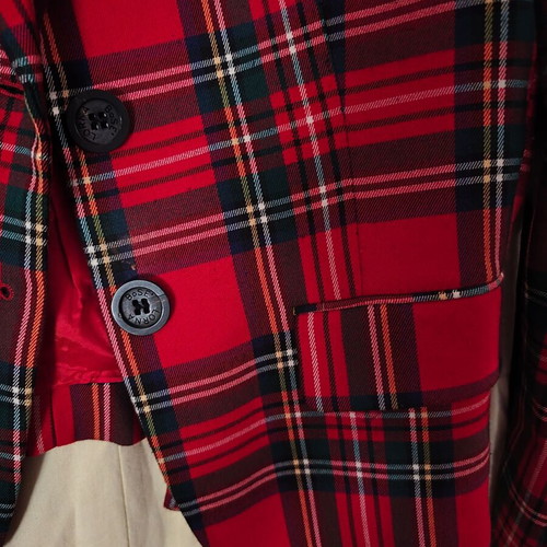 Lorna Bose tartan plaid jacket, red, wool blend
