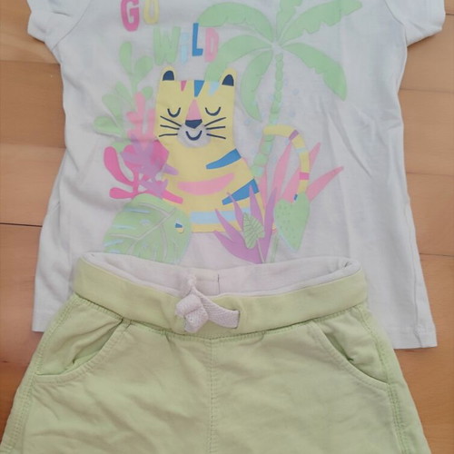 C&A girls' set used, size 104 cm, white and green