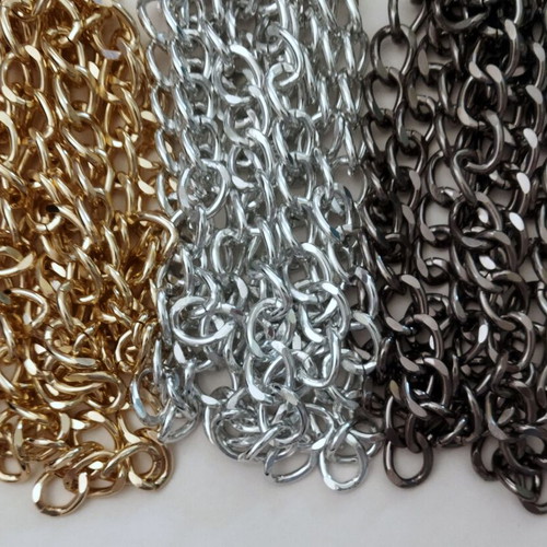 Chains for handmade knitted bags, new, 6 meters total, black silver gold