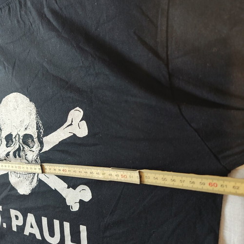 FC St. Pauli men's black T-shirt with skull and crossbones, XL, B&C Exact 190