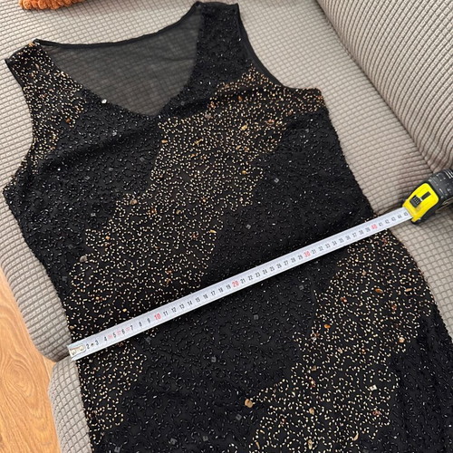 Black evening dress like new with beads and shimmer midi