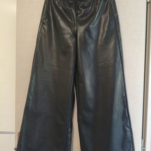 Mango Wide-Leg Leather Pants new, size M, black