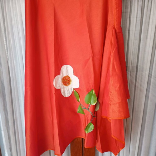 Women's set orange taffeta fabric like new