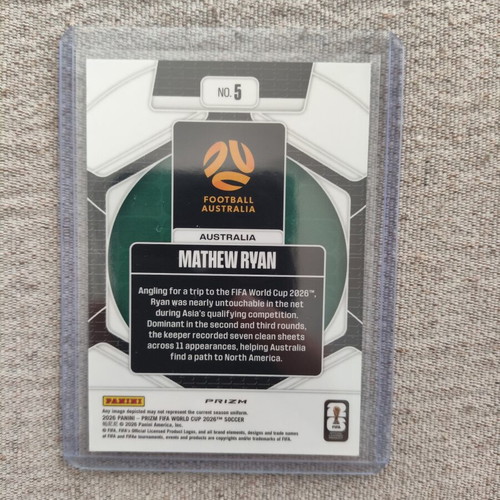2026 Panini Prizm FIFA World Cup Mathew Ryan Trophy Hunting Silver Wave Prizm card like new