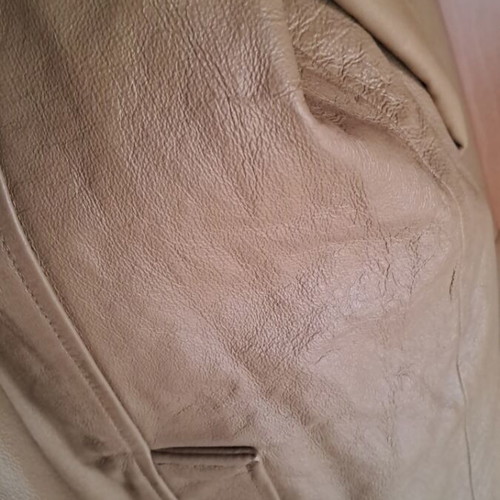 Leather jacket beige caramel XXL used, Leder brand