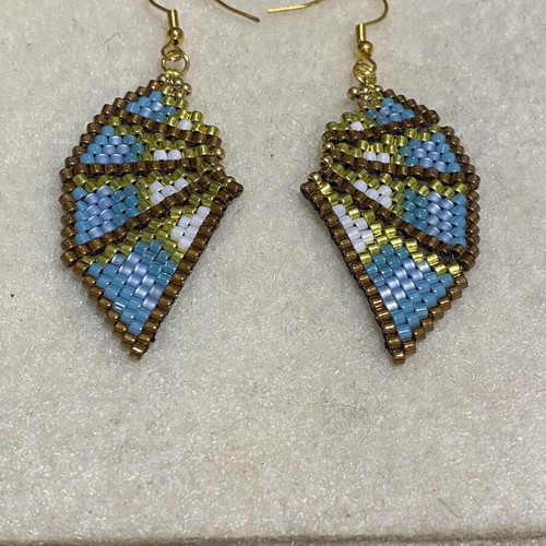 Handmade Miyuki Geometric Earrings in Aegean Shades