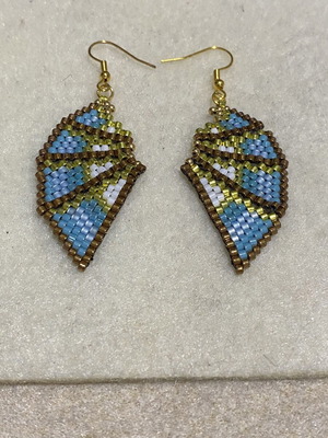 Handmade Miyuki Geometric Earrings in Aegean Shades