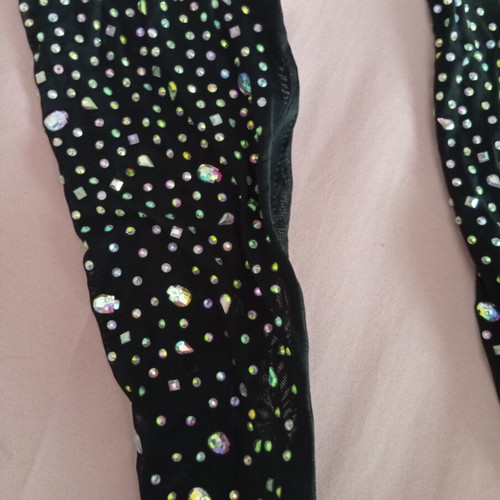 Over-the-knee boots with embroidered rhinestones tulle, size 38, new