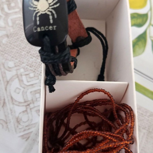 Cancer zodiac jewelry set new, leather bracelet and necklace in gift box