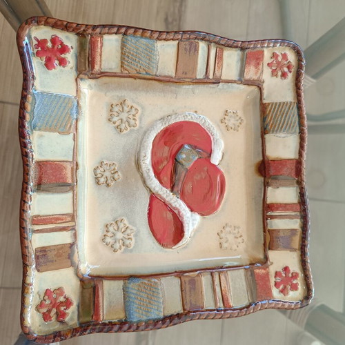 St. Nicholas Square Canyon Ranch Christmas ceramic square plate