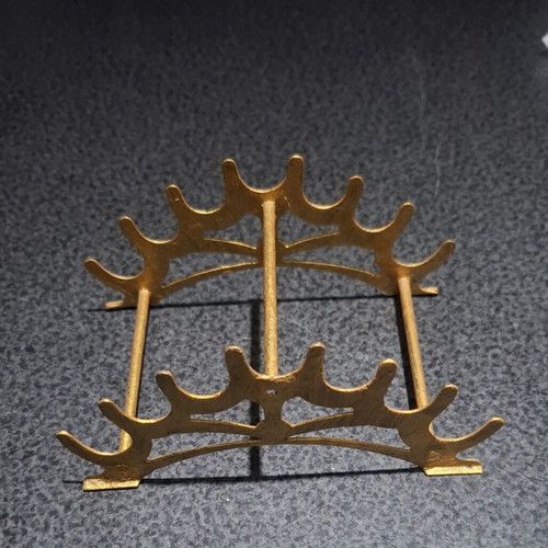 Metal pen and brush stand with gold finish like new