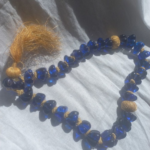 Decorative tabletop worry beads like new, deep blue with gold details