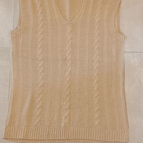 Handmade wool sweater vest in beige nude, lightly used