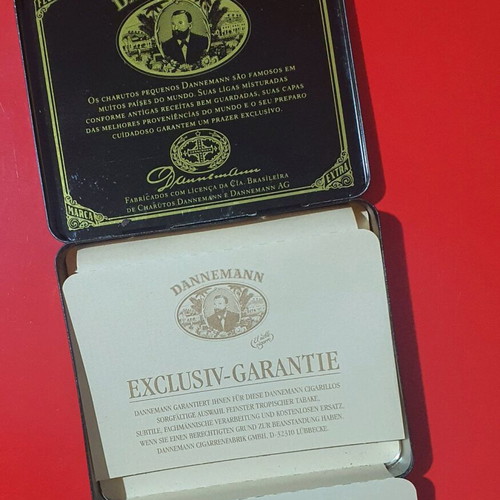 Dannemann cigar case used, metal vintage box for 20 small cigars