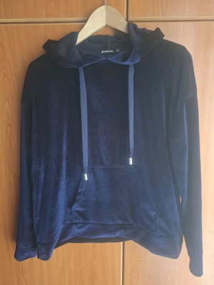 Stradivarius velvet hoodie like new, blue, size S