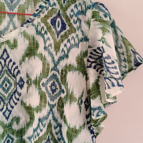 Derpouli women's airy blouse with ethnic pattern and side tie