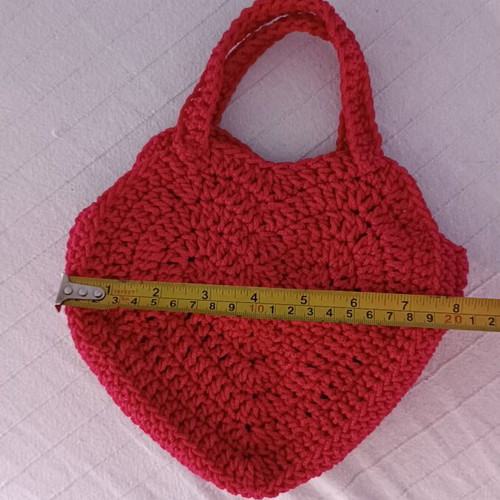 Knitted handmade heart-shaped bag red made to order