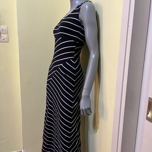 Dress blue navy and white striped used, size S