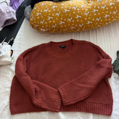 Top crop sweater Bershka like new, brown and red, size M