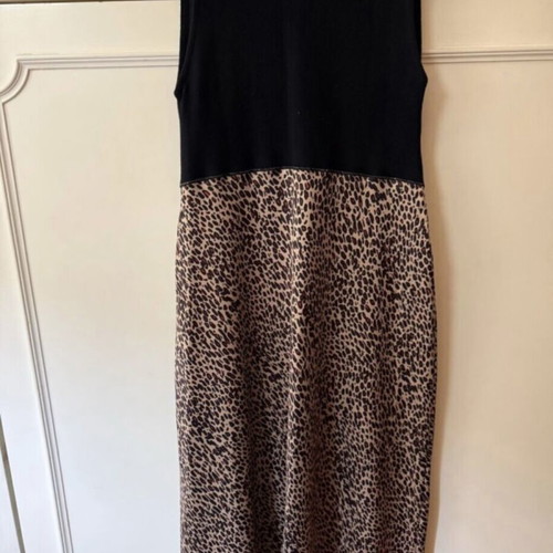 Zara midi dress with black and leopard print