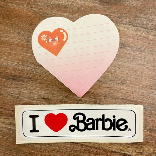 Vintage stationery papers and Barbie sticker like new, pack of 7 pieces