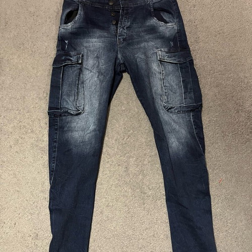 Men's denim jeans with elastic waist like new, size M, blue