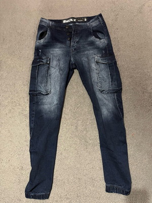 Men's denim jeans with elastic waist like new, size M, blue
