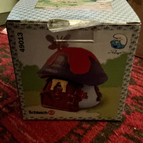 Vintage Schleich Smurf Mushroom House 49013 new, collectible