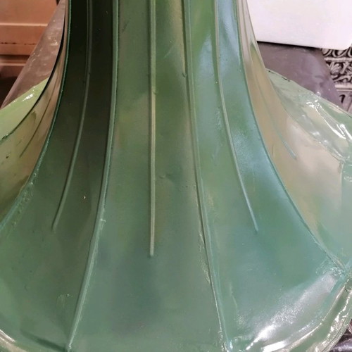 Gramophone Horn Ceiling Light vintage used, green restored