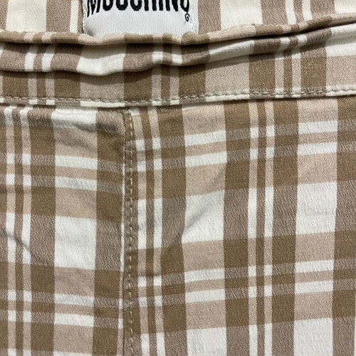 Moschino Capri High-Waisted Cotton Pants like new, checked white and brown