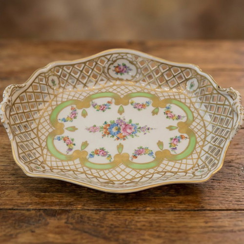 Porcelain Serving Basket Tray 100% Handmade, German Dresden