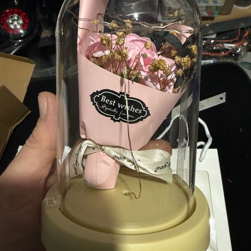 Flower bouquet in glass with led new, gift for Valentine's Day
