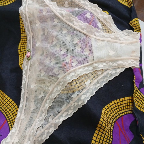 Sexy underwear beige with hearts transparent XL, new