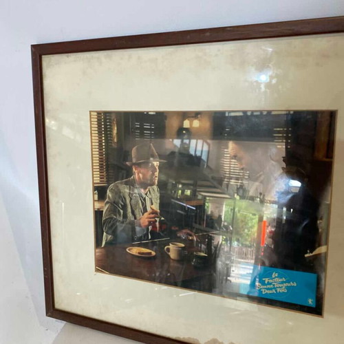 Vintage movie scene framed print 37x43 used with wear