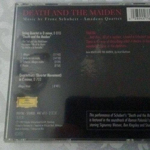 Death and the Maiden CD like new by Schubert