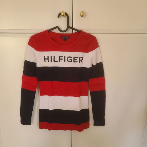 Tommy Hilfiger girls' sweater new, blue and red, size S