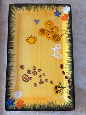 Ceramic rectangular serving platter, approx. 22.5 cm