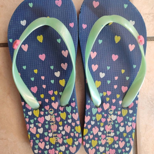Flip flops for girl like new, size 27-28, multicolor