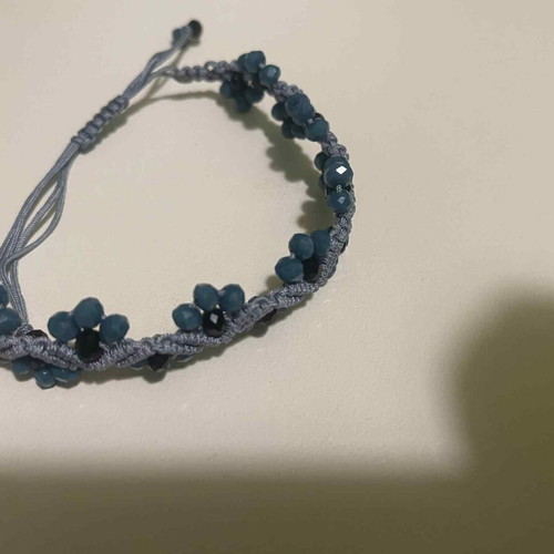 Handmade macrame bracelet with petrol beads new