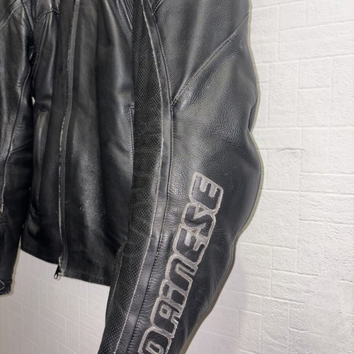 Dainese leather biker jacket used, size 50, black