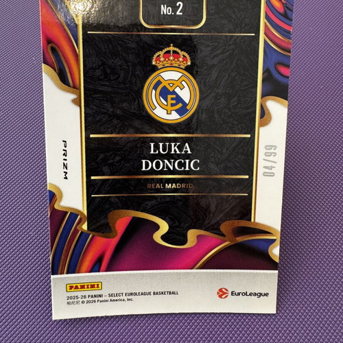 2025-26 Panini Select EuroLeague Basketball Luka Doncic Clutch Red card, perfect condition