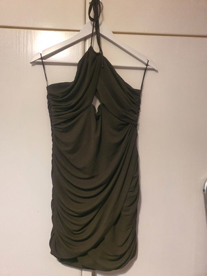 Zara draped mini dress with open back new, olive