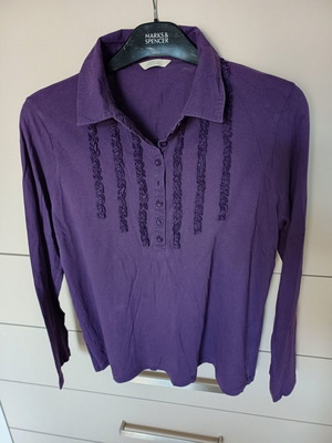 Marks & Spencer blouse with collar used, purple, cotton, size L