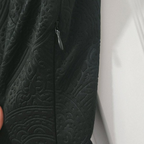Lussile Black Dress with Brocade Embossed Patterns New, Size Small