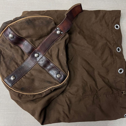 Vintage travel duffle bag used, canvas and leather